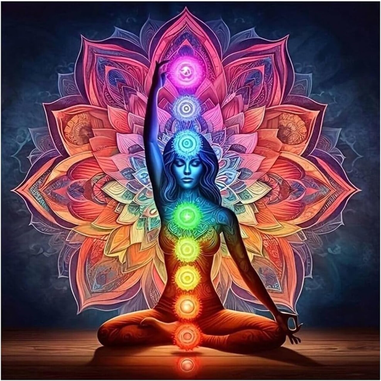 5D Chakra Mandala Diamond Painting Kit for Adults – Full Drill Round Diamond Art for Beginners – DIY Mandala Dot Art Craft, Home Wall Décor & Gifts – 12x12 Inches